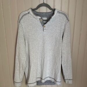 Gray Long Sleeve Henley Shirt